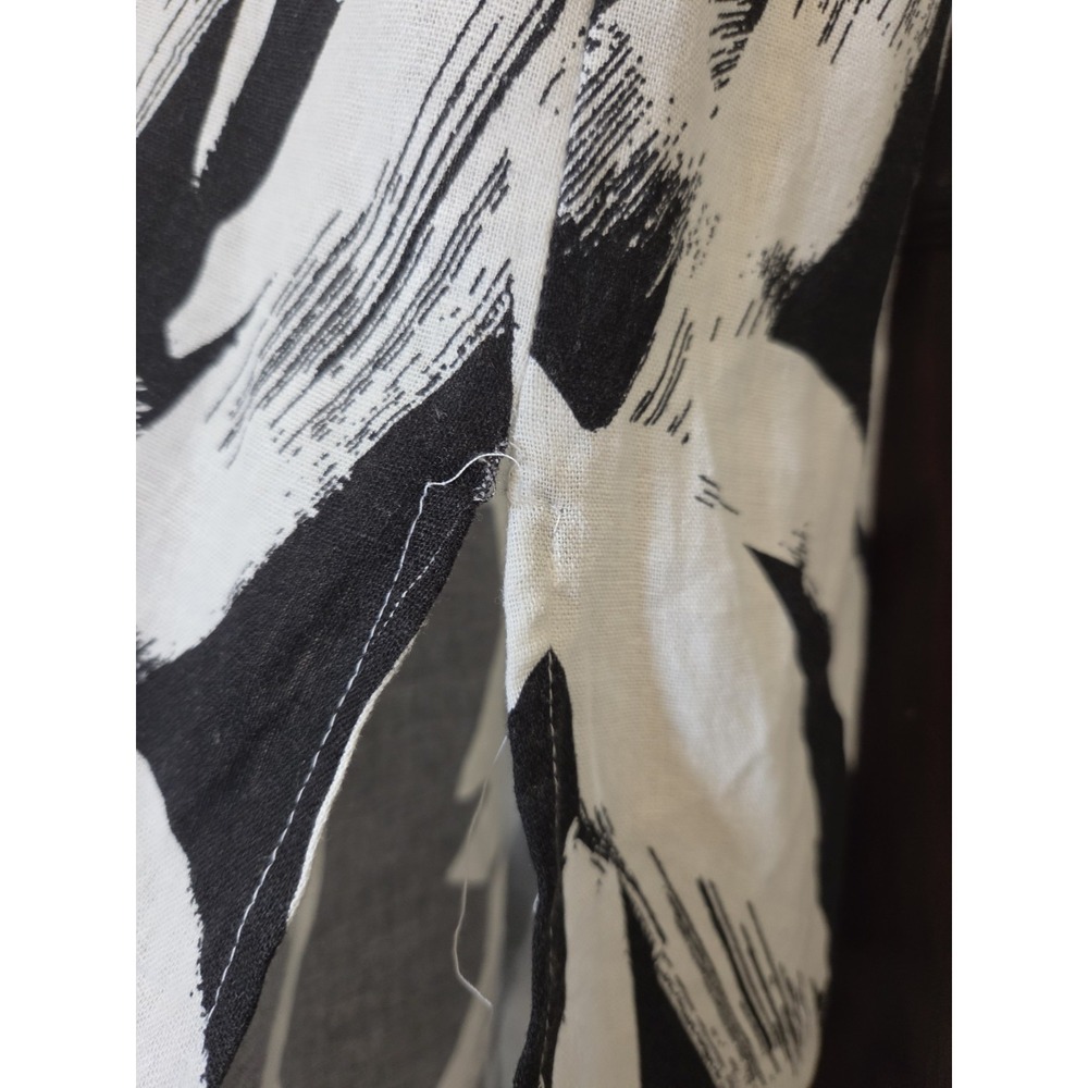 DKNY Dress Linen Blend Long Slits L Black White New With Tags Boho Beach Casual - Picture 5 of 12